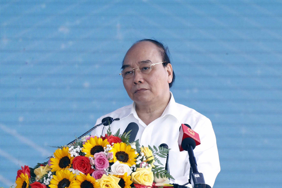 Chủ tịch nước Nguyễn Xuân Phúc phát biểu tại buổi lễ. (Ảnh: Thống Nhất/TTXVN)