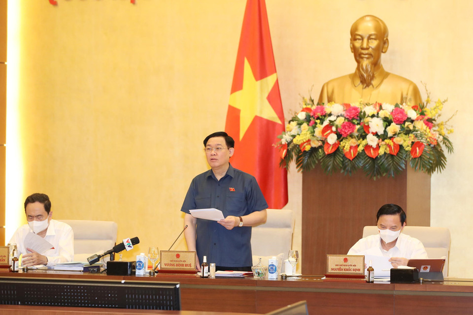 Chủ tịch Quốc hội Vương Đình Huệ phát biểu khai mạc. (Ảnh: Trọng Đức/TTXVN)