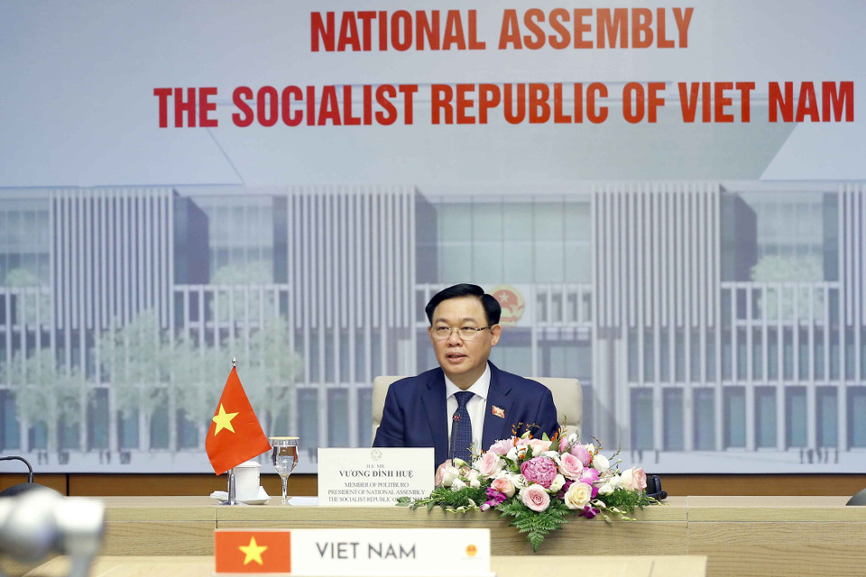 Chủ tịch Quốc hội Vương Đình Huệ phát biểu. (Ảnh: Doãn Tấn/TTXVN)