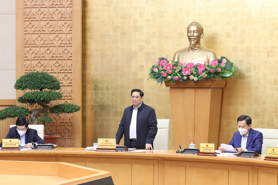 Thủ tướng Phạm Minh Chính chủ trì Phiên họp Chính phủ thường kỳ tháng 11 năm 2021. (Ảnh: Dương Giang/TTXVN)