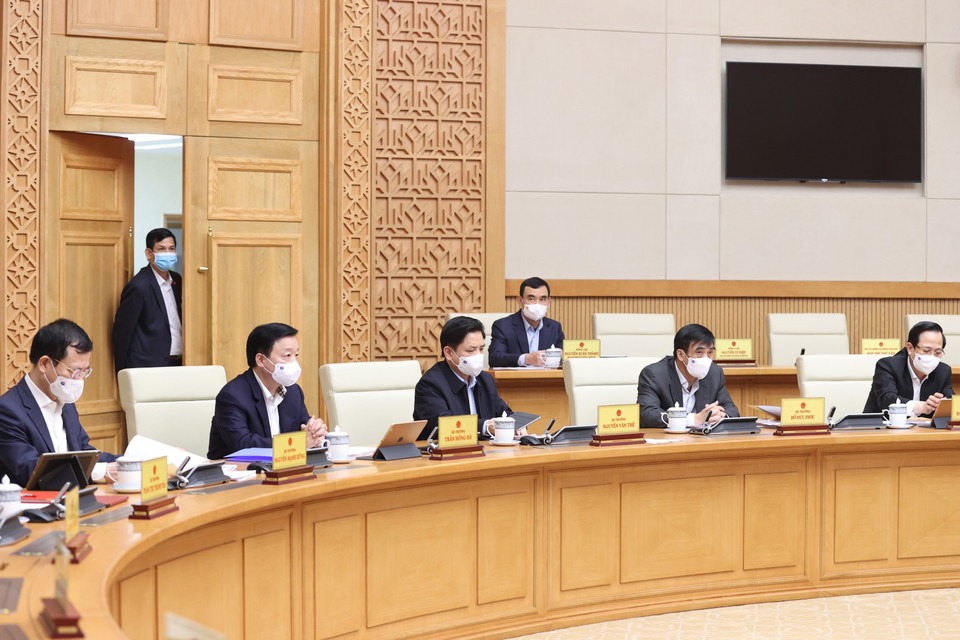 Các bộ trưởng, thành viên Chính phủ tham dự phiên họp. (Ảnh: Dương Giang/TTXVN)