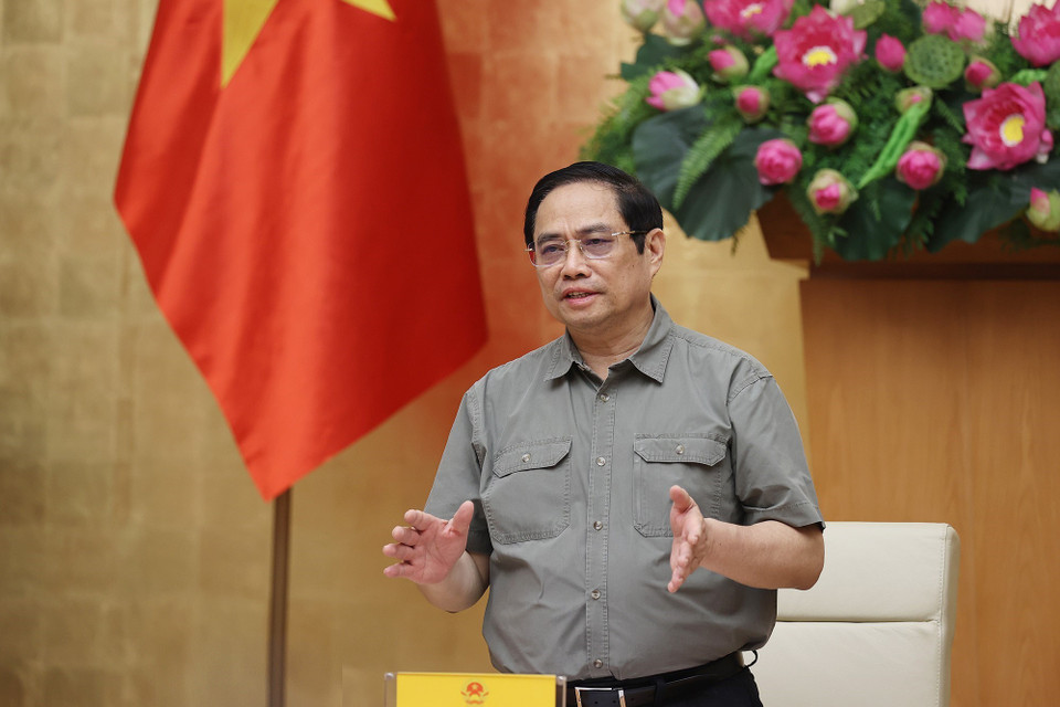 Thủ tướng Phạm Minh Chính chủ trì cuộc họp. (Ảnh: Dương Giang/TTXVN)