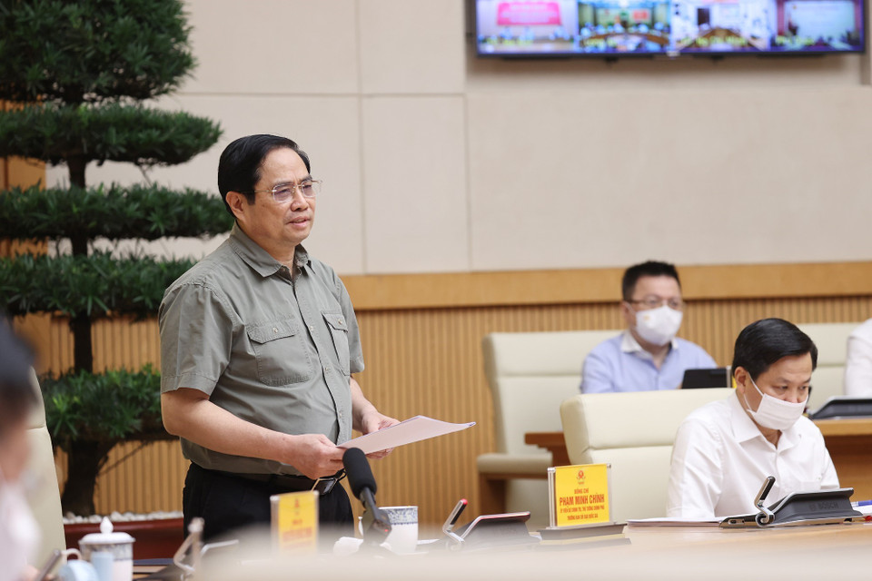 Thủ tướng Phạm Minh Chính phát biểu kết luận cuộc họp. (Ảnh: Dương Giang/TTXVN)