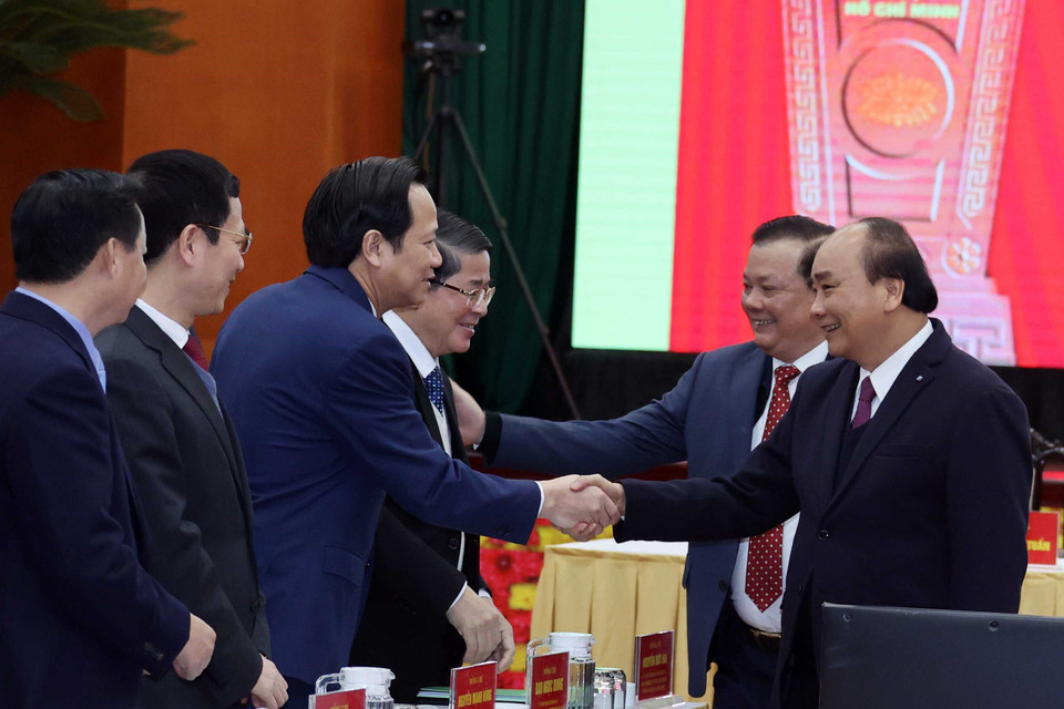 Thủ tướng Nguyễn Xuân Phúc với các đại biểu. (Ảnh: Thống Nhất/TTXVN)