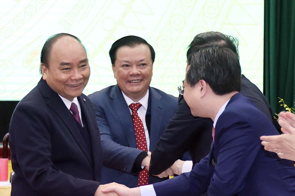 Thủ tướng Nguyễn Xuân Phúc với các đại biểu. (Ảnh: Thống Nhất/TTXVN)