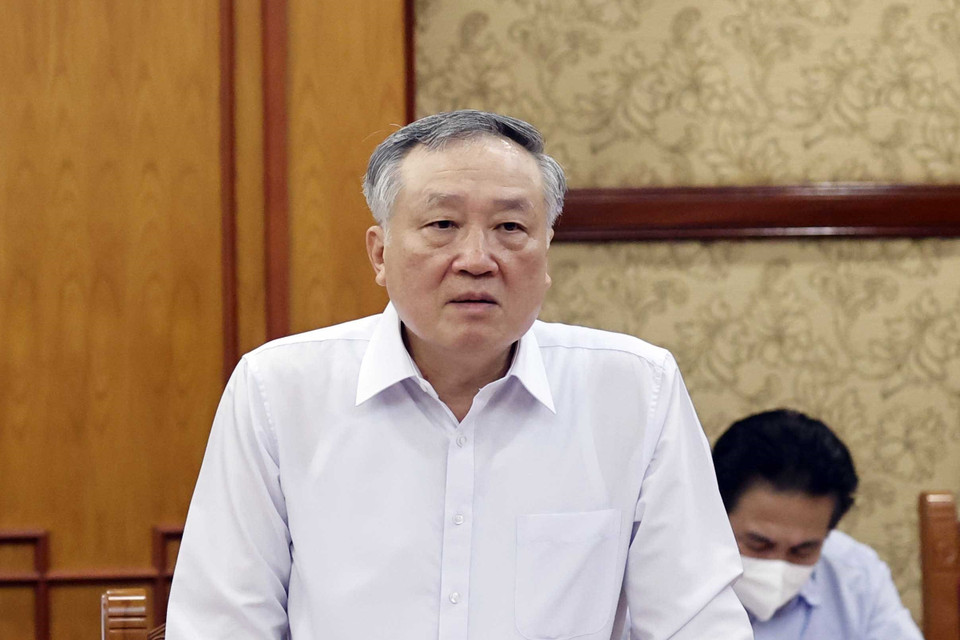 Ông Nguyễn Hòa Bình, Ủy viên Bộ Chính trị, Bí thư Trung ương Đảng, Chánh án Tòa án Nhân dân tối cao phát biểu. (Ảnh: Thống Nhất/TTXVN)