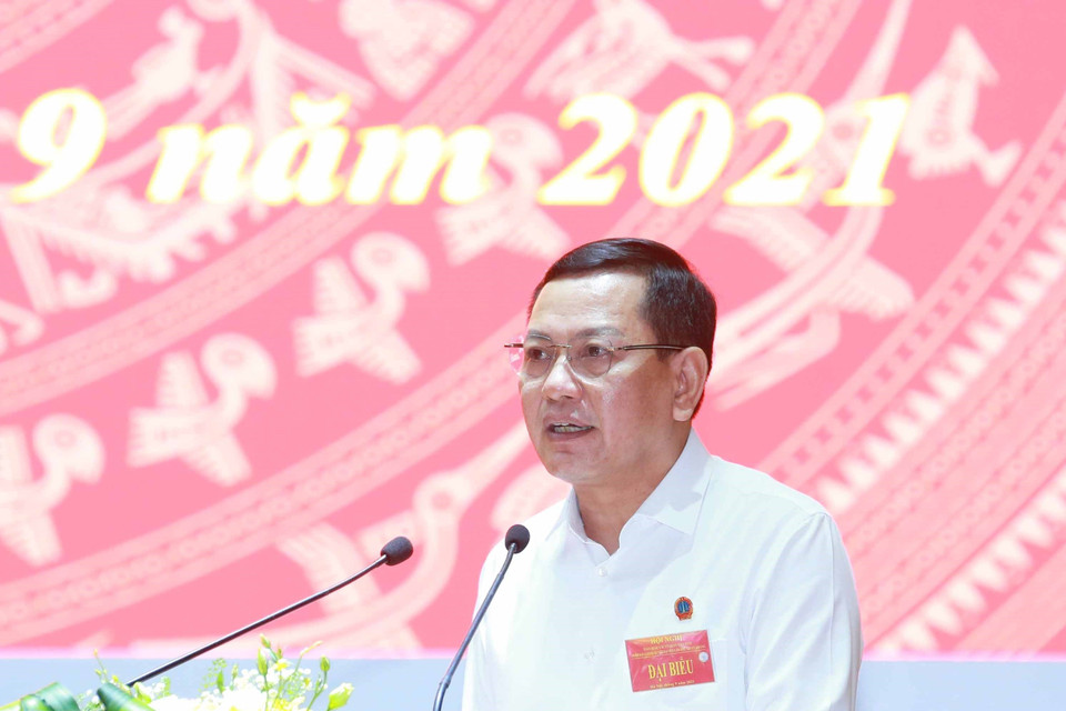 Ông Nguyễn Văn Du, Phó Chánh án Toà án nhân dân tối cao phát biểu tại hội nghị. (Ảnh: Phương Hoa/TTXVN)