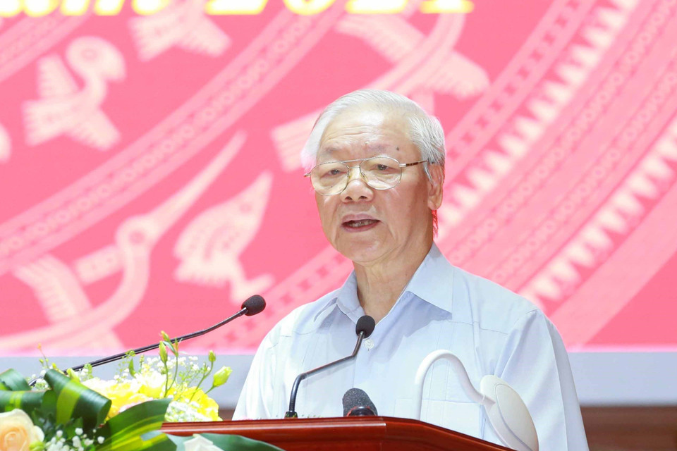 Tổng Bí thư Nguyễn Phú Trọng phát biểu chỉ đạo hội nghị. (Ảnh: Phương Hoa/TTXVN)