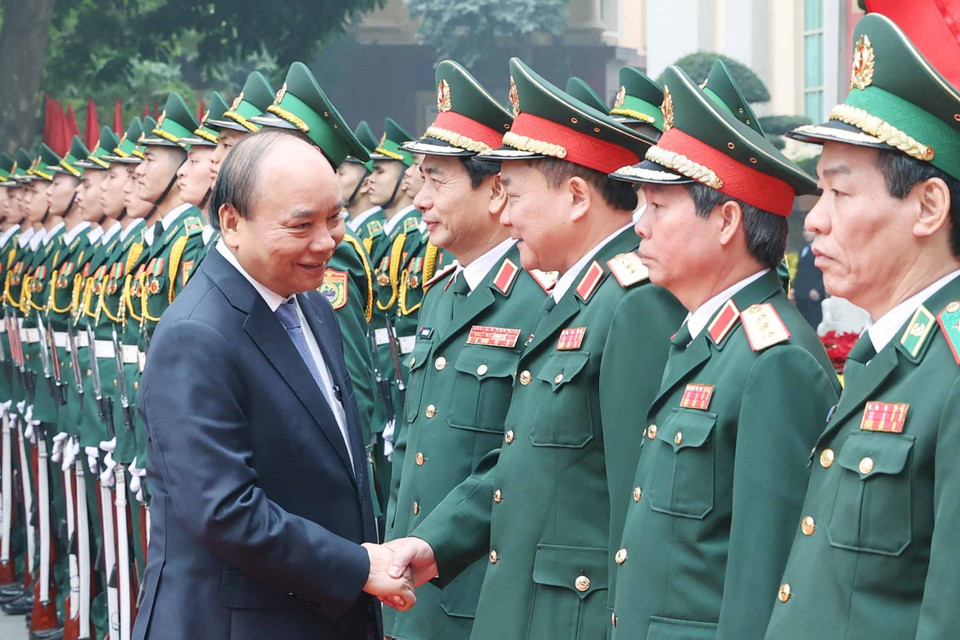 Thủ tướng Nguyễn Xuân Phúc với đại biểu. (Ảnh: Thống Nhất/TTXVN)