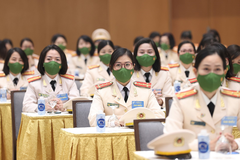 Hình ảnh các đại biểu dự Đại hội Phụ nữ Bộ Công an lần IX, nhiệm kỳ 2021-2026. (Ảnh: Dương Giang/TTXVN)