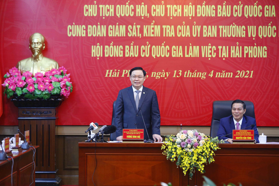 Chủ tịch Quốc hội Vương Đình Huệ phát biểu. (Ảnh: Doãn Tấn/TTXVN)