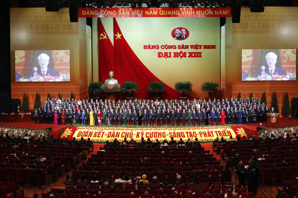 Đồng chí Nguyễn Phú Trọng, Tổng Bí thư BCHTW khóa XIII, Chủ tịch nước CHXHCN Việt Nam thay mặt BCHTW khóa XIII phát biểu ý kiến. (Ảnh: TTXVN)