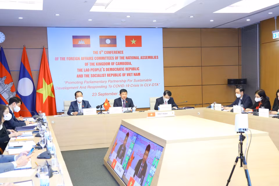 Hình ảnh Chủ nhiệm Ủy ban Đối ngoại của Quốc hội Việt Nam Vũ Hải Hà phát biểu.(Ảnh: Nguyễn Điệp/TTXVN)