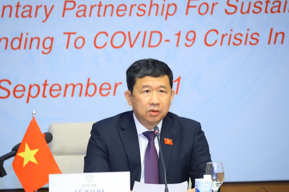 Chủ nhiệm Ủy ban Đối ngoại của Quốc hội Việt Nam Vũ Hải Hà phát biểu. (Ảnh: Nguyễn Điệp/TTXVN)