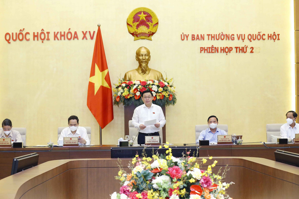 Chủ tịch Quốc hội Vương Đình Huệ phát biểu. (Ảnh: Doãn Tấn/TTXVN)