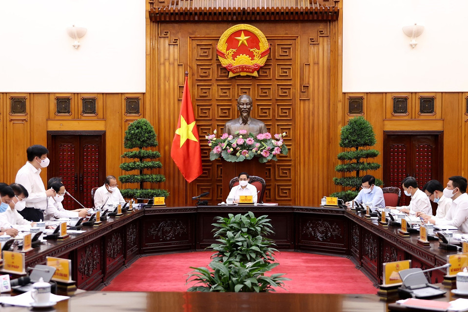 Quang cảnh cuộc họp Thường trực Chính phủ chiều 17/5. (Ảnh: Dương Giang/TTXVN)