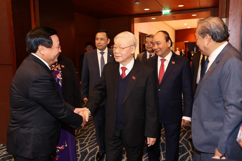 Tổng Bí thư, Chủ tịch nước Nguyễn Phú Trọng cùng các đại biểu dự phiên họp trù bị 