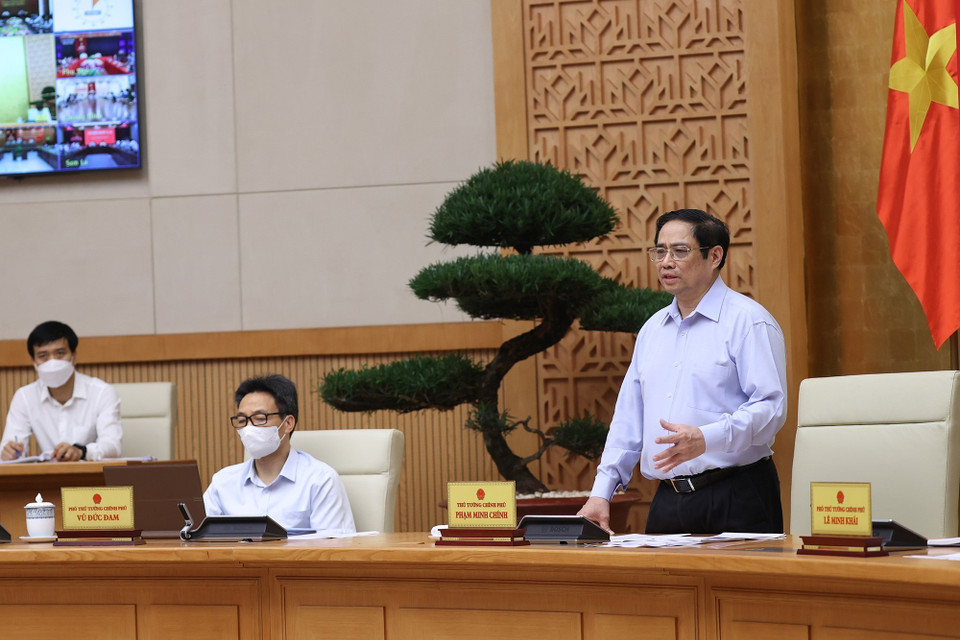 Thủ tướng Phạm Minh Chính chủ trì Hội nghị trực tuyến toàn quốc Chính phủ với các địa phương về công tác quy hoạch. (Ảnh: Dương Giang/TTXVN)