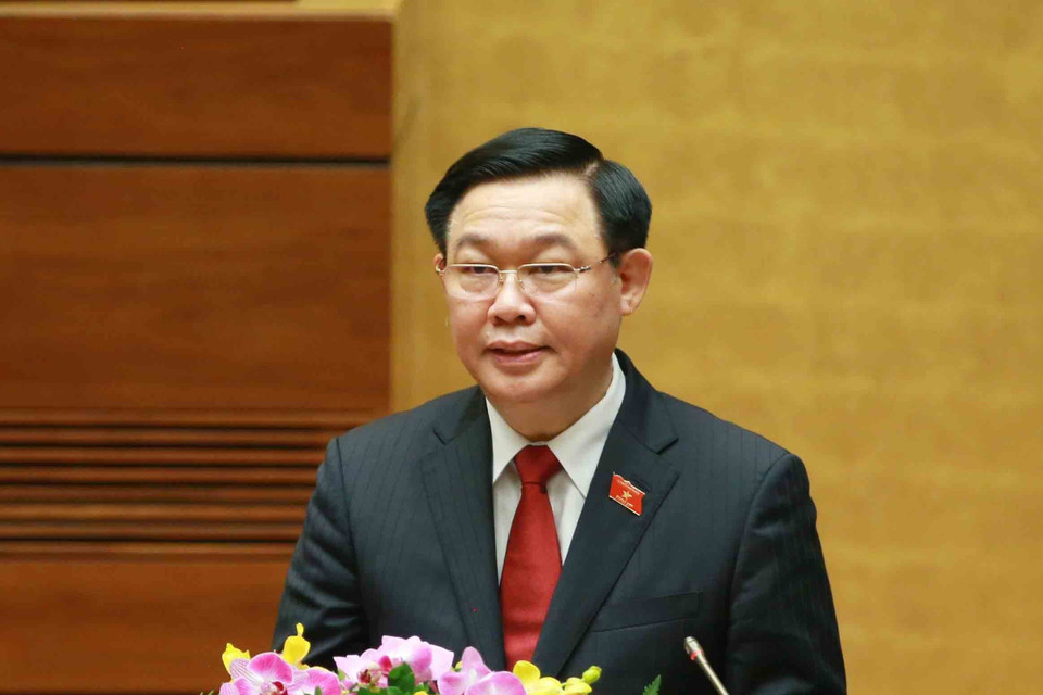 Chủ tịch Quốc hội Vương Đình Huệ phát biểu tại phiên họp. (Ảnh: Phương Hoa/TTXVN)