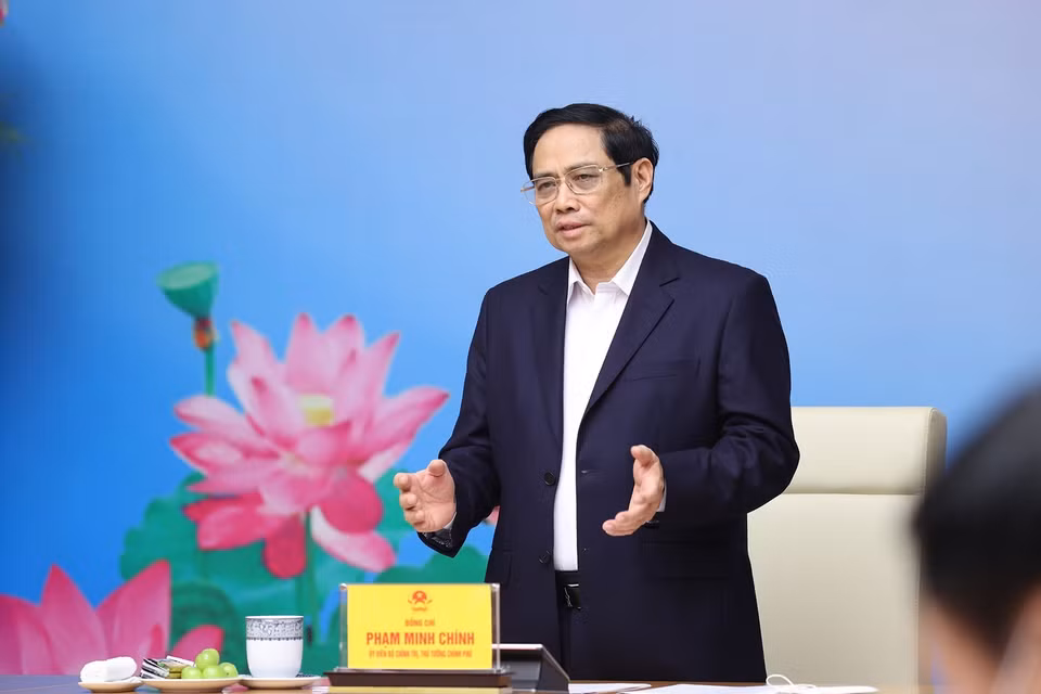 Thủ tướng Phạm Minh Chính phát biểu tại buổi gặp mặt. (Ảnh: Dương Giang/TTXVN)