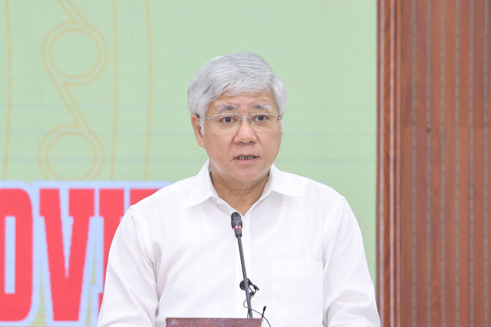 Chủ tịch Ủy ban Trung ương Mặt trận Tổ quốc Việt Nam Đỗ Văn Chiến phát biểu. (Ảnh: Thống Nhất/TTXVN)