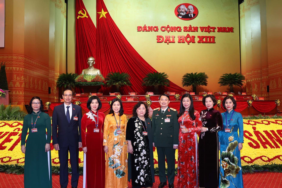 Các đại biểu đoàn Đảng bộ TP Hà Nội tham dự Đại hội, sáng 28/1. (Ảnh: TTXVN)