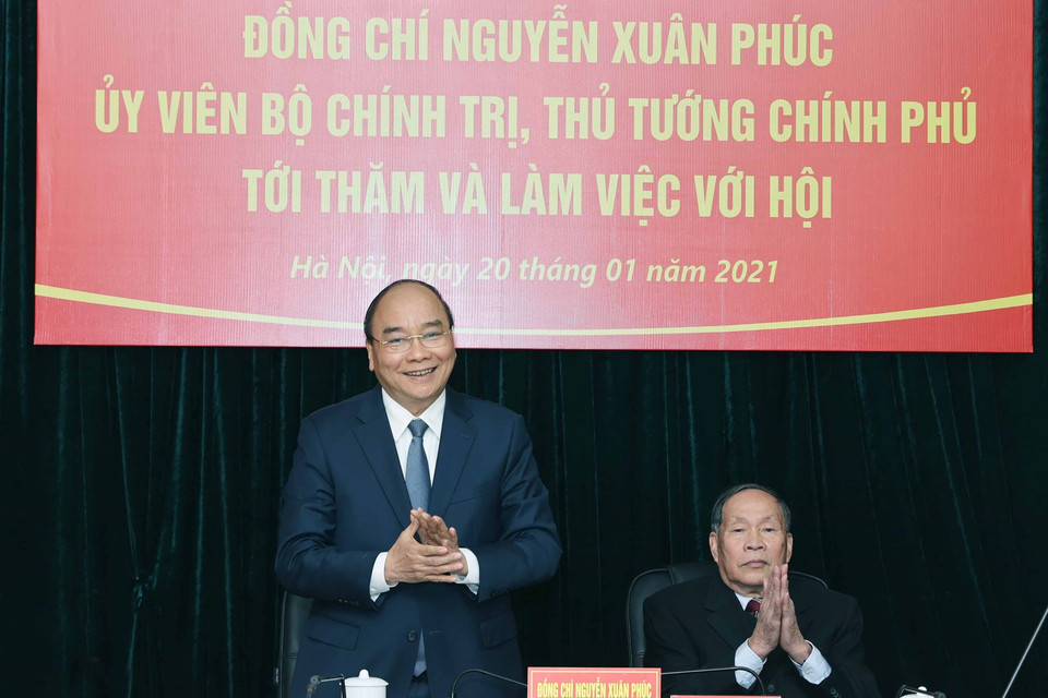 Thủ tướng Nguyễn Xuân Phúc tại buổi làm việc. (Ảnh: Thống Nhất/TTXVN)