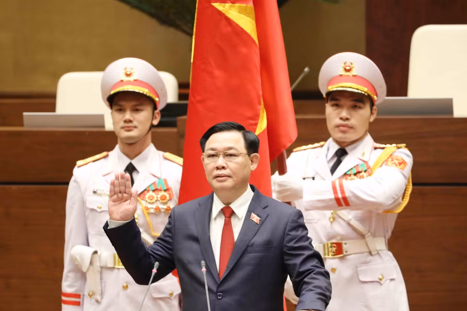Chủ tịch Quốc hội Vương Đình Huệ tuyên thệ nhậm chức. (Ảnh: Phương Hoa/TTXVN)