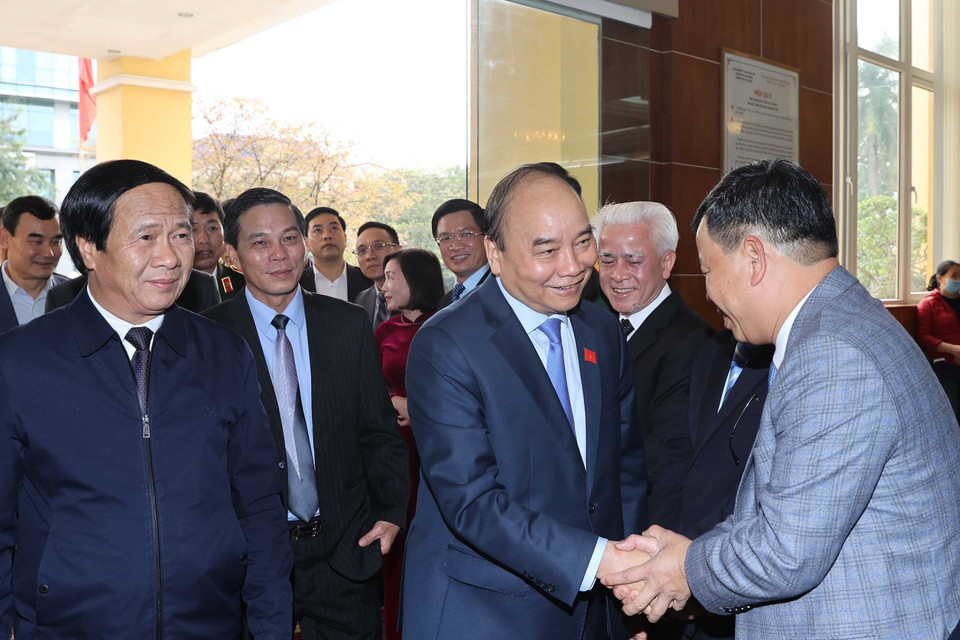 Thủ tướng Nguyễn Xuân Phúc với các đại biểu. (Ảnh: Thống Nhất/TTXVN)