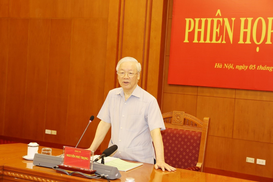 Tổng Bí thư Nguyễn Phú Trọng phát biểu khai mạc Phiên họp thứ 20 Ban Chỉ đạo Trung ương về phòng, chống tham nhũng . (Ảnh: Trí Dũng/TTXVN)