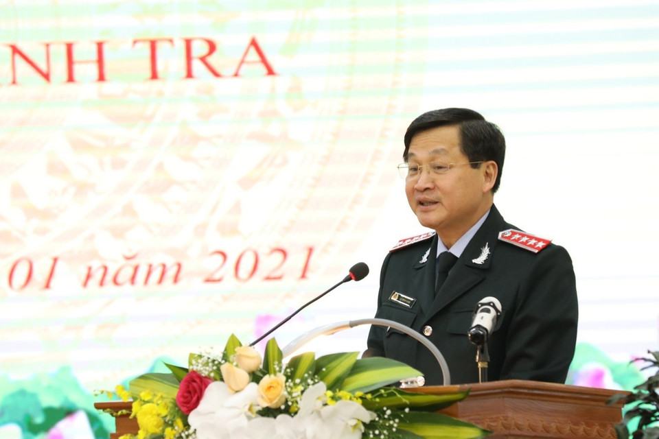 Ông Lê Minh Khái, Ủy viên Trung ương Đảng, Tổng Thanh tra Chính phủ phát biểu khai mạc. (Ảnh: Văn Điệp/TTXVN)