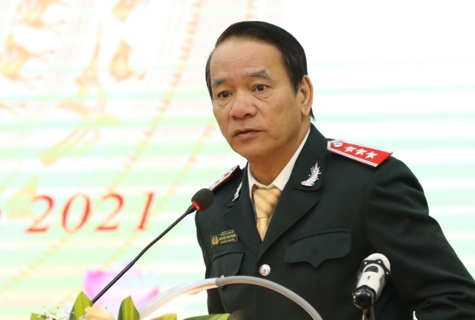 Phó Tổng Thanh tra Chính phủ Nguyễn Văn Thanh báo cáo tại hội nghị. (Ảnh: Văn Điệp/TTXVN)