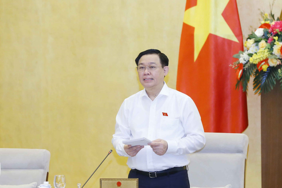 Chủ tịch Quốc hội Vương Đình Huệ phát biểu khai mạc phiên họp. (Ảnh: Doãn Tấn/TTXVN)