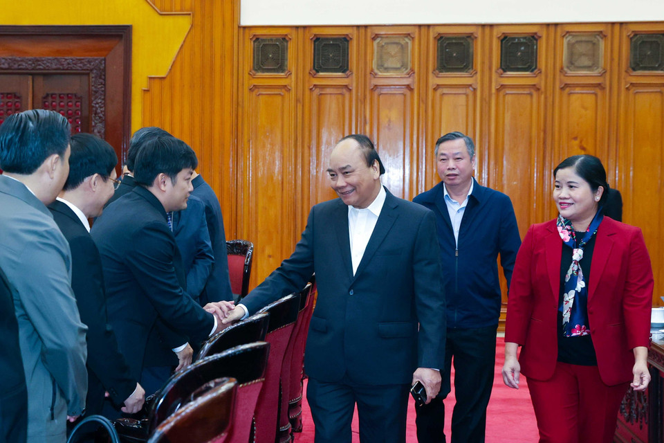 Thủ tướng Nguyễn Xuân Phúc với cán bộ chủ chốt tỉnh Bình Phước. (Ảnh: Thống Nhất/TTXVN)