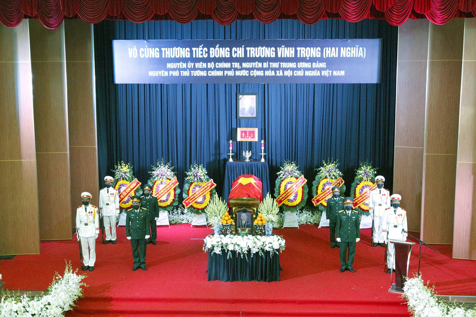 Quang cảnh Lễ truy điệu nguyên Phó Thủ tướng Trương Vĩnh Trọng . (Ảnh: Thanh Vũ/TTXVN)