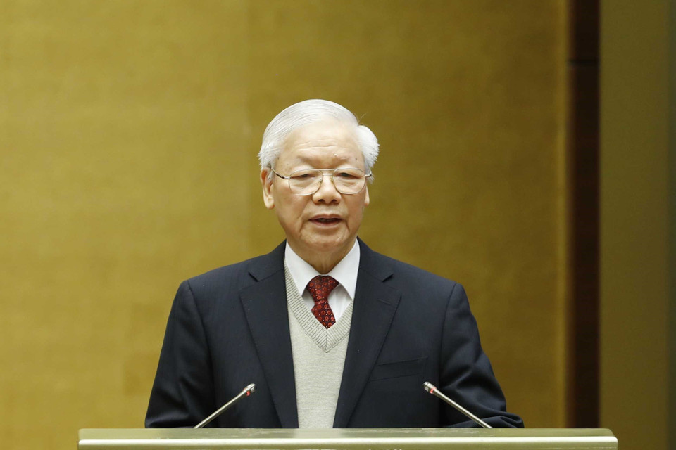 Tổng Bí thư Nguyễn Phú Trọng phát biểu chỉ đạo hội nghị. (Ảnh: Phương Hoa/TTXVN)