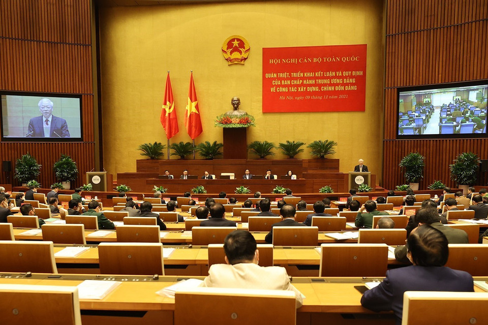 Tổng Bí thư Nguyễn Phú Trọng phát biểu chỉ đạo hội nghị. (Ảnh: Trí Dũng/TTXVN)