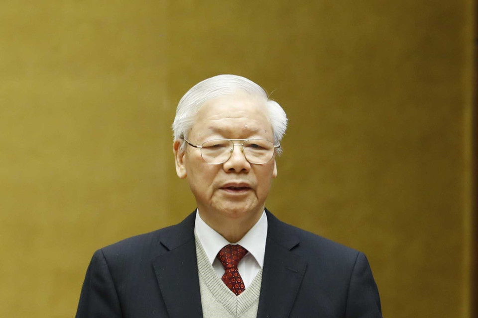 Hình ảnh Tổng Bí thư Nguyễn Phú Trọng phát biểu chỉ đạo hội nghị. (Ảnh: Phương Hoa/TTXVN)