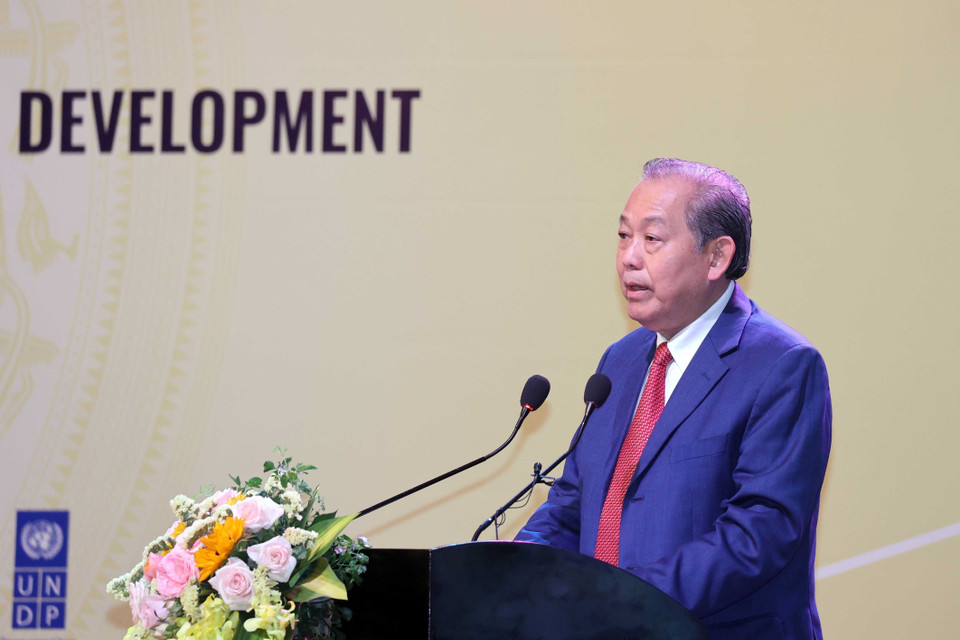  Phó Thủ tướng thường trực Chính phủ Trương Hòa Bình phát biểu khai mạc hội nghị. (Ảnh: Thống Nhất/TTXVN)