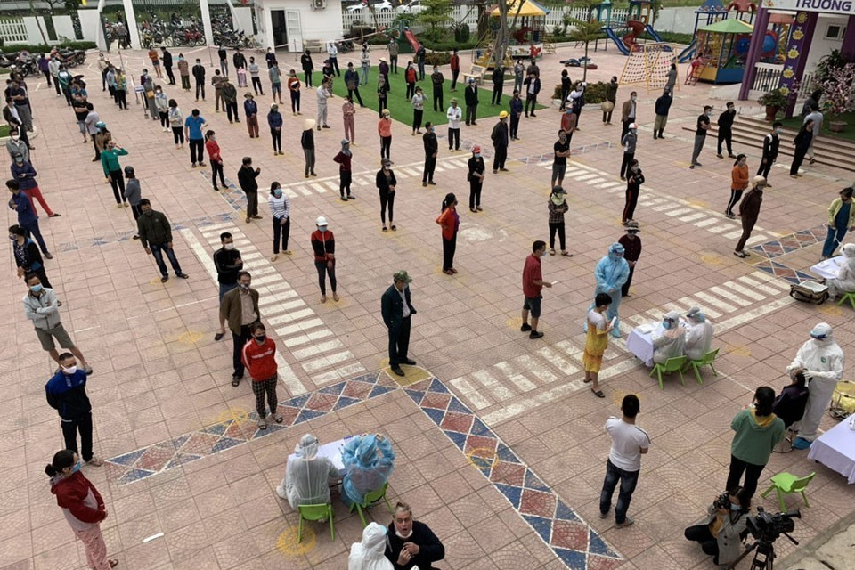 Ngày 24/2, phường Tứ Minh, thành phố Hải Dương, dự kiến sẽ lấy khoảng trên 800 mẫu xét nghiệm. (Ảnh: Mạnh Minh/TTXVN)