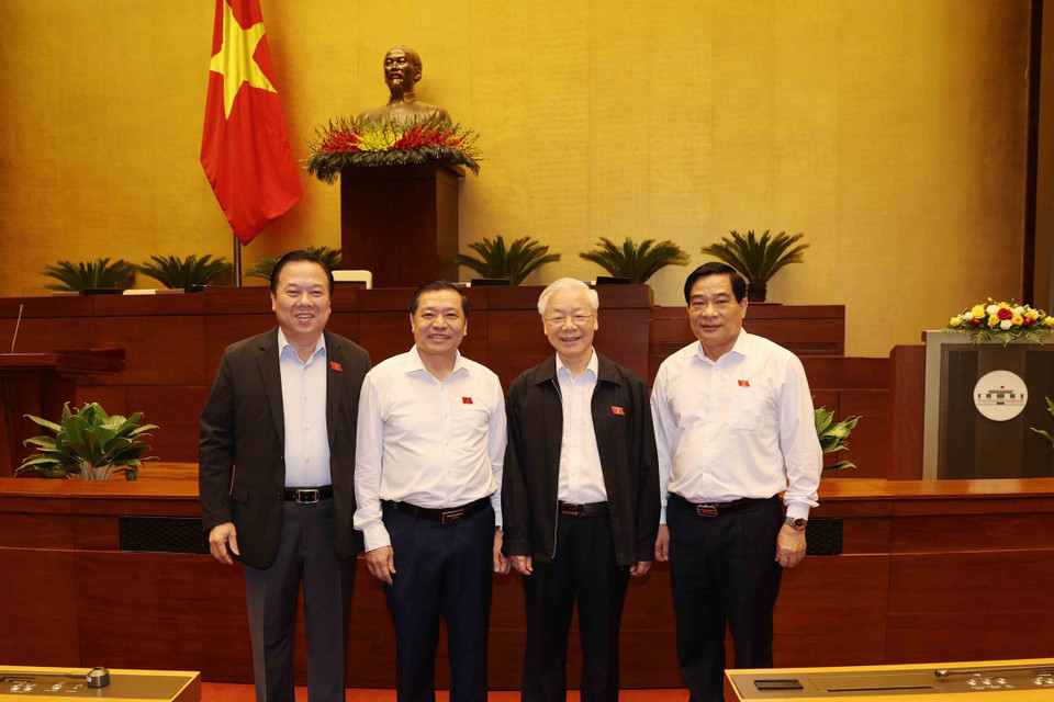 Tổng Bí thư, Chủ tịch nước Nguyễn Phú Trọng và các đại biểu dự kỳ họp. (Ảnh: Trí Dũng/TTXVN)