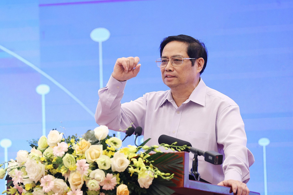 Thủ tướng Phạm Minh Chính phát biểu tại hội thảo. (Ảnh: Dương Giang/TTXVN)