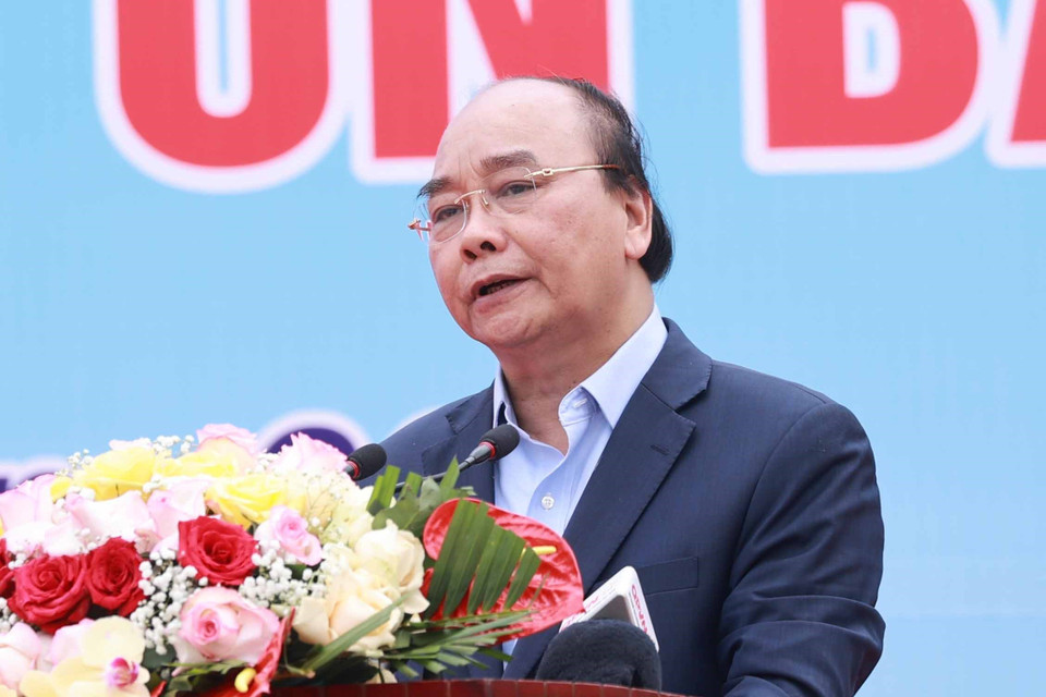 Chủ tịch nước Nguyễn Xuân Phúc phát biểu tại buổi lễ. (Ảnh: Thống Nhất/TTXVN)