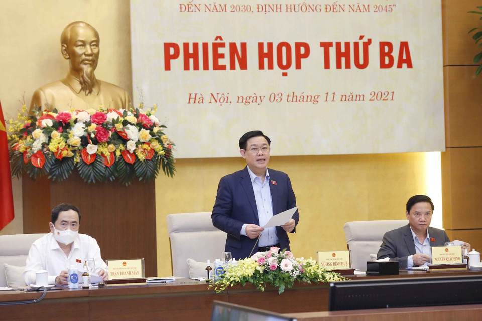  Chủ tịch Quốc hội Vương Đình Huệ phát biểu. (Ảnh: Doãn Tấn/TTXVN)