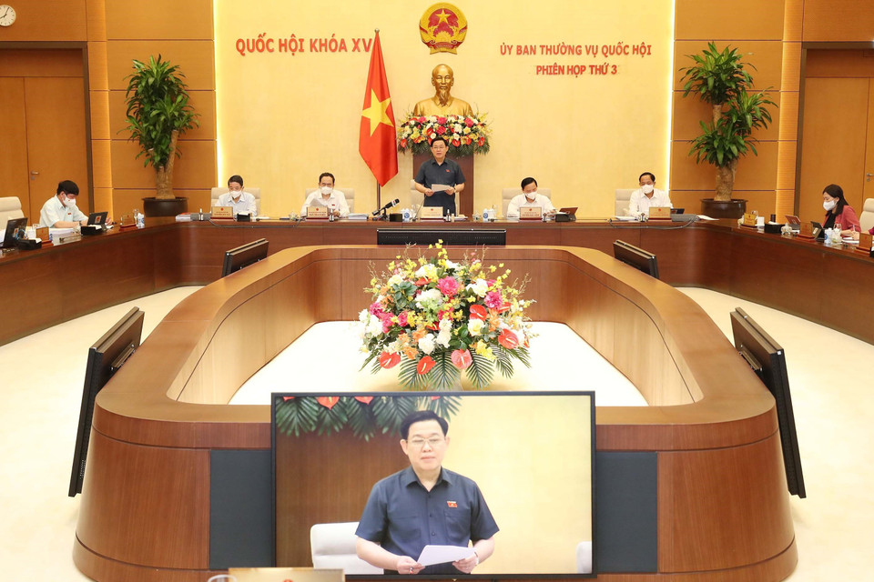 Quang cảnh khai mạc Phiên họp thứ 3 Ủy ban Thường vụ Quốc hội khóa XV. (Ảnh: Trọng Đức/TTXVN)