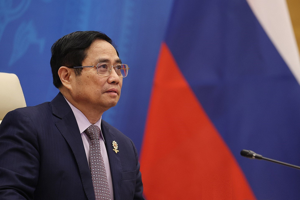 Thủ tướng Phạm Minh Chính tham dự và phát biểu tại Hội nghị cấp cao ASEAN-Nga lần thứ 4. (Ảnh: Dương Giang/TTXVN)