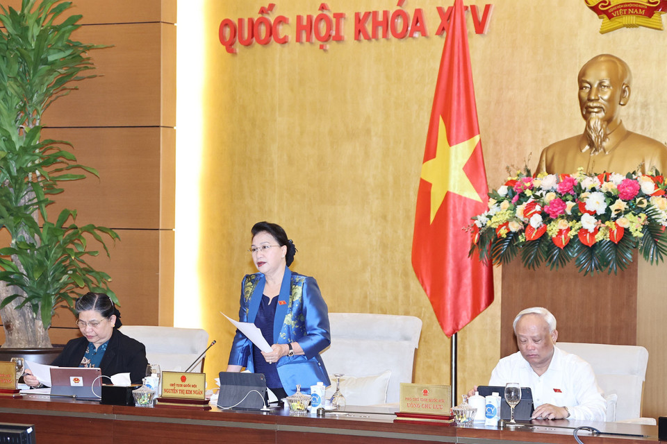 Chủ tịch Quốc hội Nguyễn Thị Kim Ngân phát biểu khai mạc. (Ảnh: Trọng Đức/TTXVN)