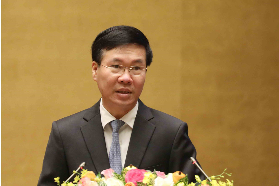 Ông Võ Văn Thưởng, Ủy viên Bộ Chính trị, Thường trực Ban Bí thư phát biểu khai mạc, chỉ đạo Hội nghị. (Ảnh: Phương Hoa/TTXVN)