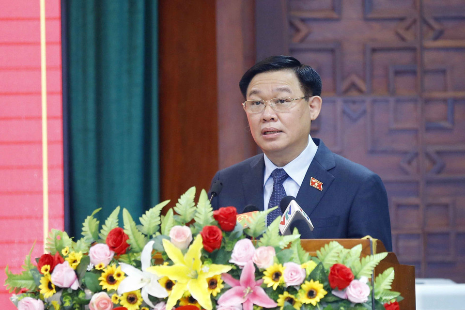 Chủ tịch Quốc hội Vương Đình Huệ phát biểu ý kiến chỉ đạo. (Ảnh: Doãn Tấn/TTXVN)