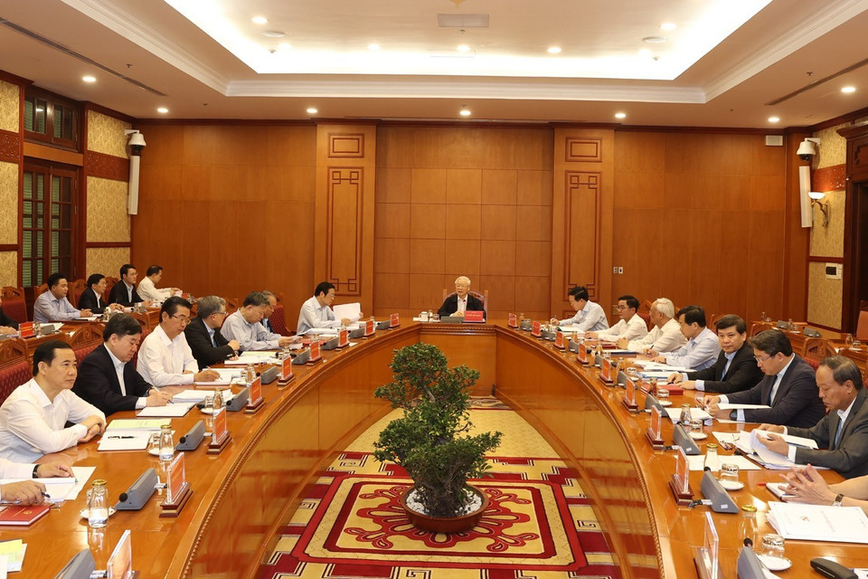 Tổng Bí thư, Chủ tịch nước Nguyễn Phú Trọng phát biểu chỉ đạo cuộc họp. (Ảnh: Trí Dũng/TTXVN)